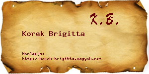 Korek Brigitta névjegykártya